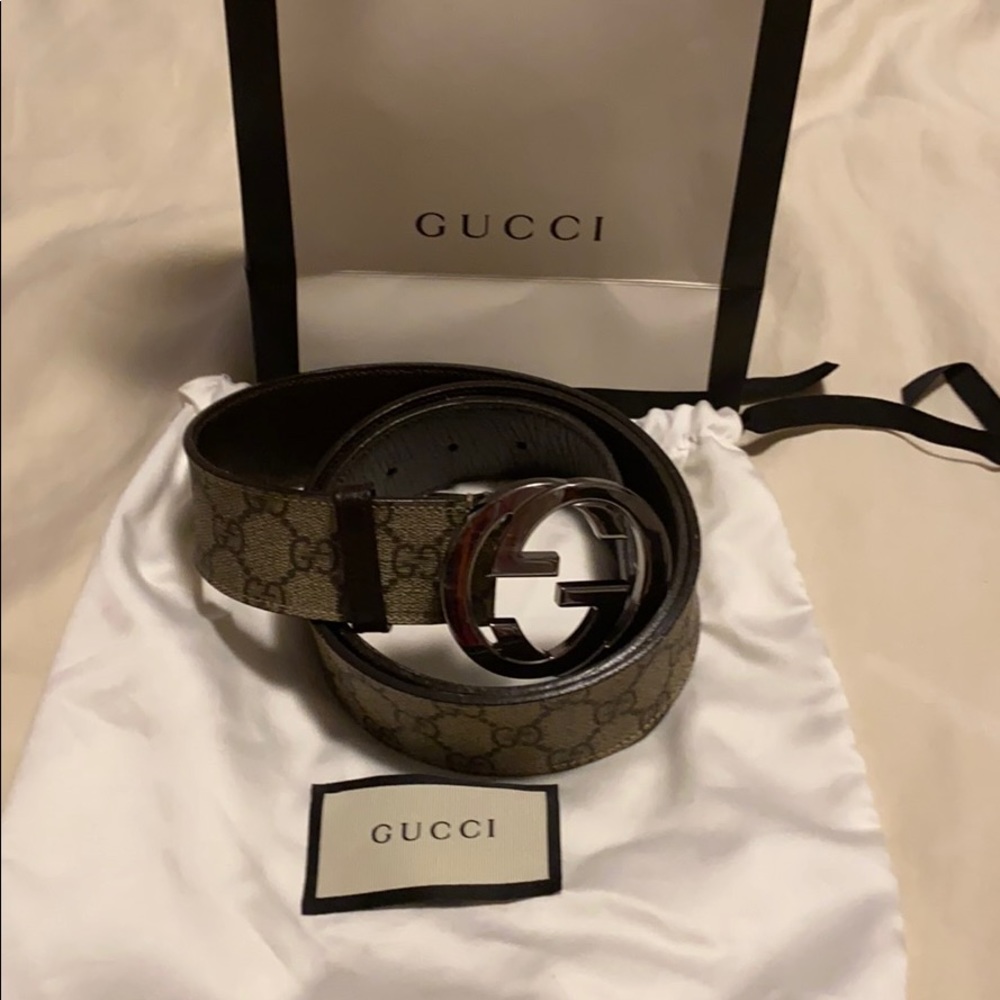 Men’s Gucci GG Supreme Belt w/ G Buckle